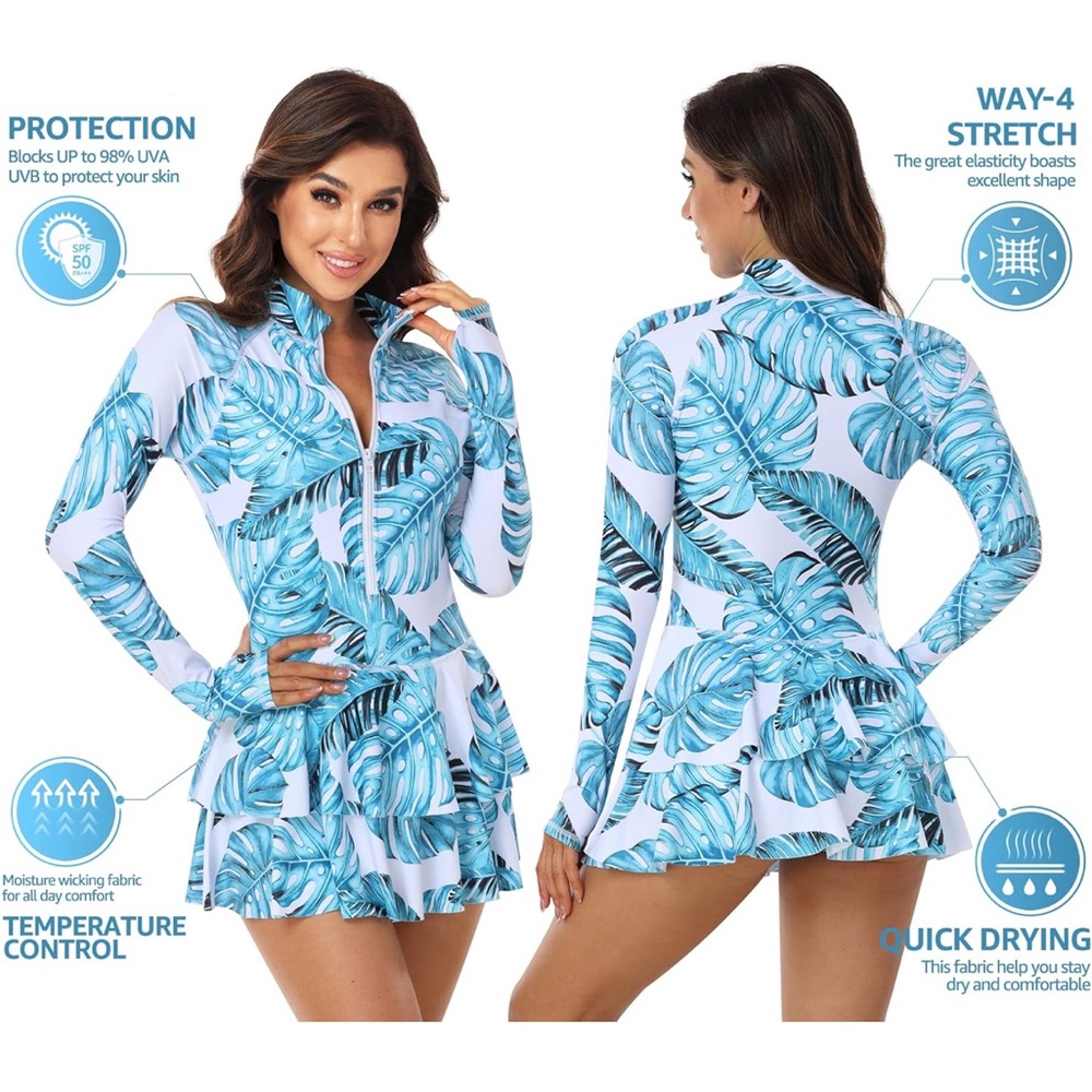 Long Sleeve Swimsuits UV UPF 50+ Swim - Picture 2 of 8